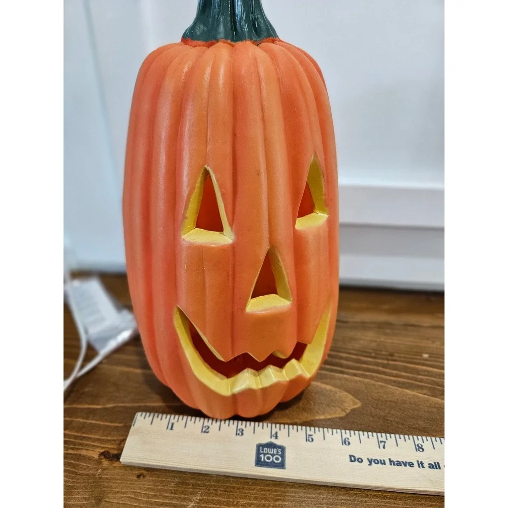 VTG RARE Halloween Blow Mold Pumpkin Set of 2 Jack O Lantern Electric Plug In